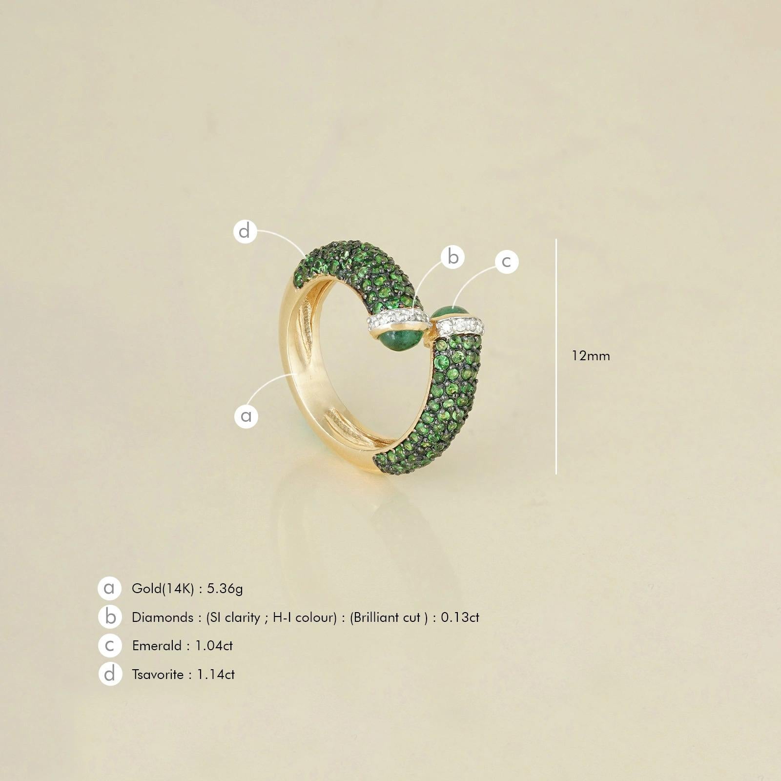 For Sale:  Moi Rosa Emerald and Tsavorite Ring 4