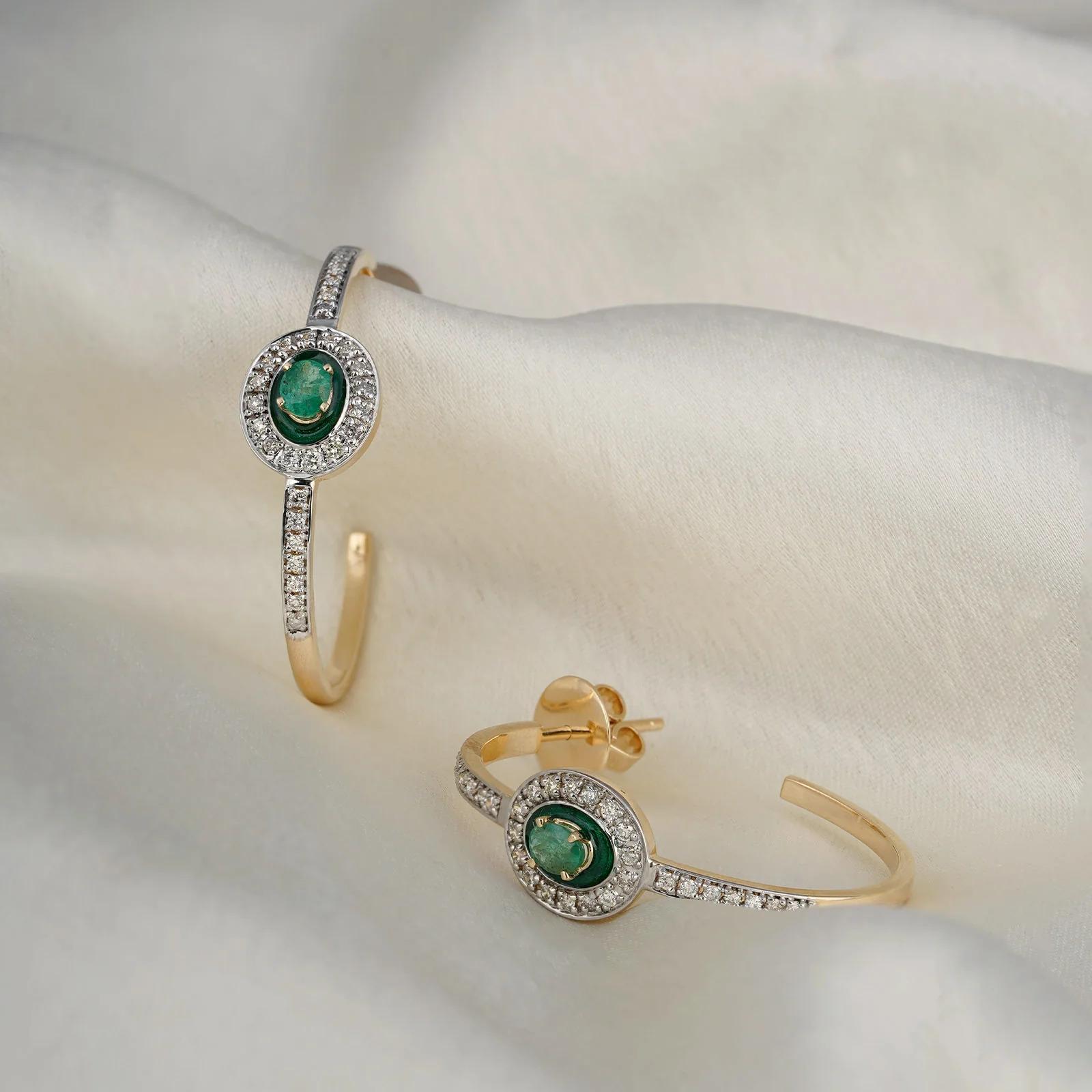 Gold(14K) : 9.0g
Brilliant cut Diamonds (VS clarity & H-I colour): 0.59ct
Gemstone : Emerald
Other : Green Enamel

We always wanted to design jewelry that is personal and sentimental and what could serve a better inspiraion than those perfect pair