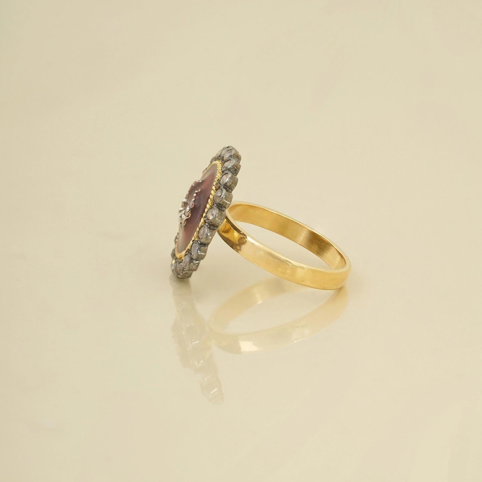 For Sale:  Moi Sarai Gold Silver Diamond and Enamel Ring 4