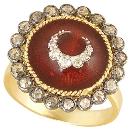 For Sale:  Moi Sarai Gold Silver Diamond and Enamel Ring