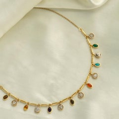 Moi Shakti Gold Diamond and Gemstone Necklace