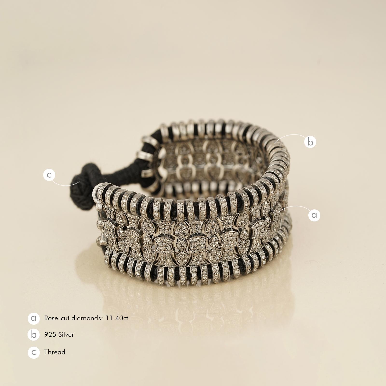 Moi Silver and Diamond Miray Bracelet In New Condition For Sale In Lawrenceville, GA
