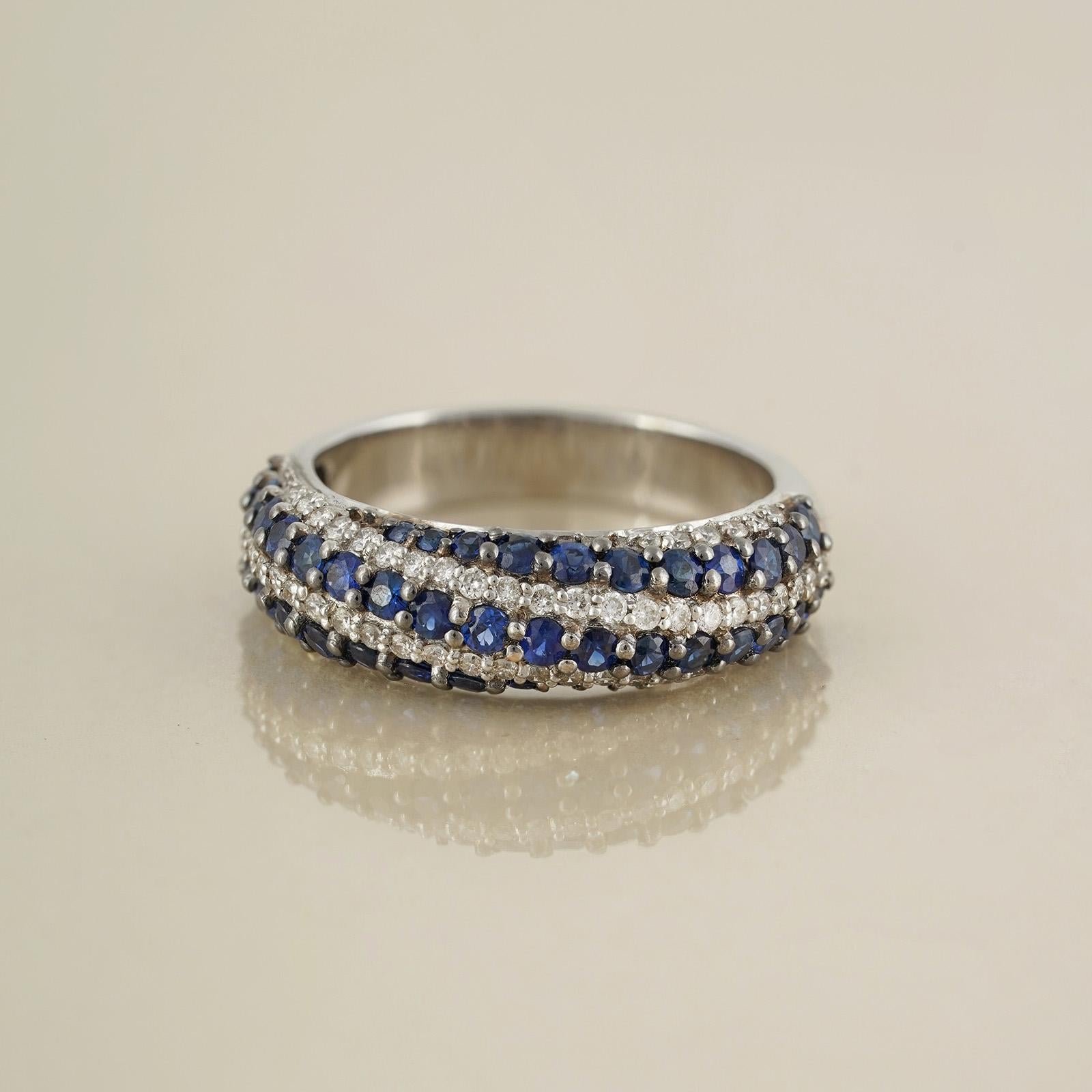 For Sale:  Moi Susan Gold Diamond and Blue Sapphire Band Ring 3