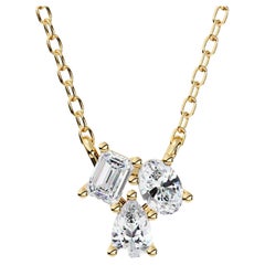 Moi Toi Pendant Cluster Diamond Pendant, 14k Solid Gold, Emerald Cut, SI GH