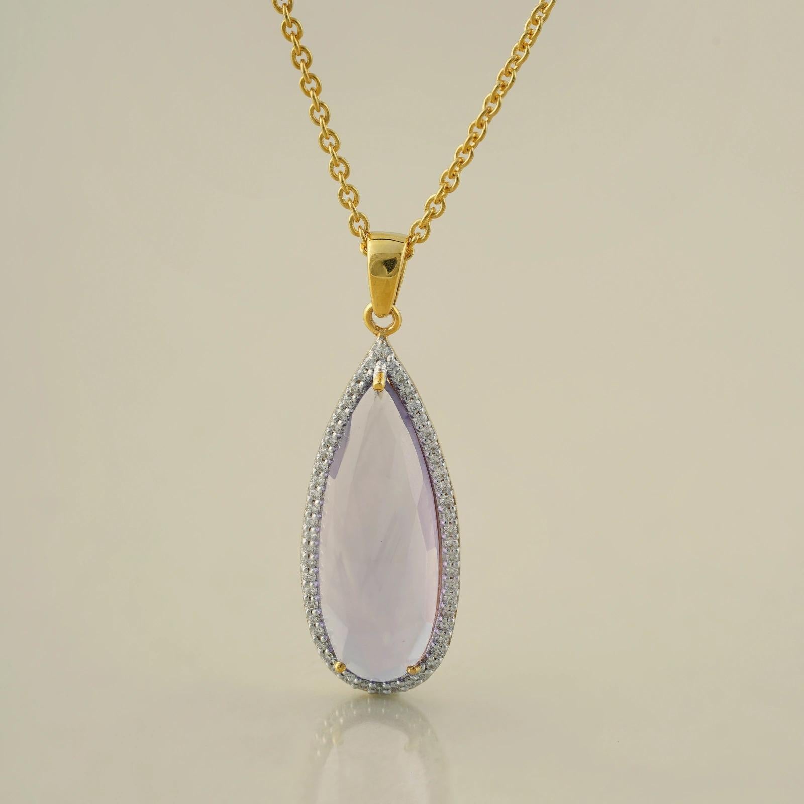 Brilliant Cut Moi Venus Amethyst Diamond and Gold Pendant Necklace For Sale