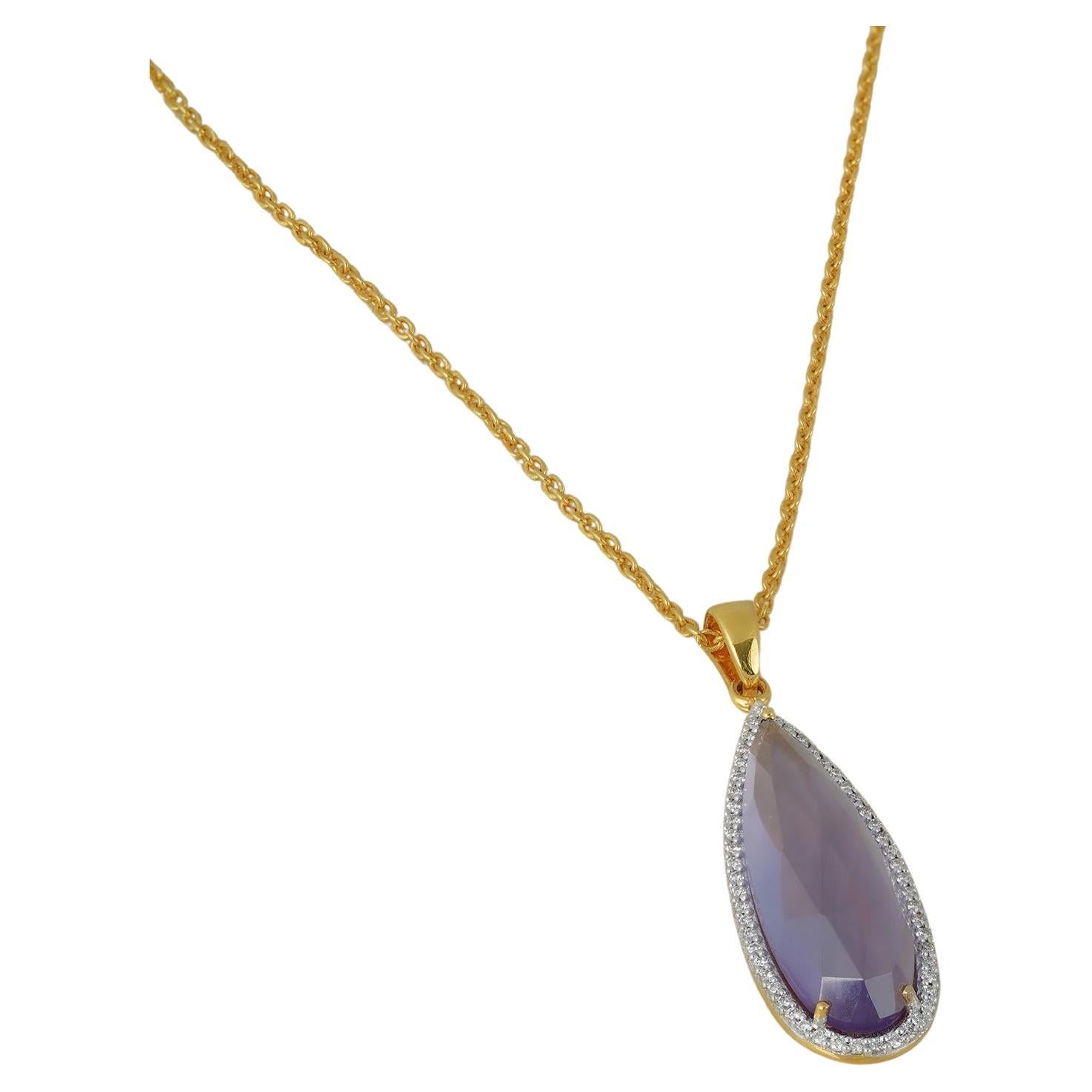 Moi Venus Amethyst Diamond and Gold Pendant Necklace For Sale