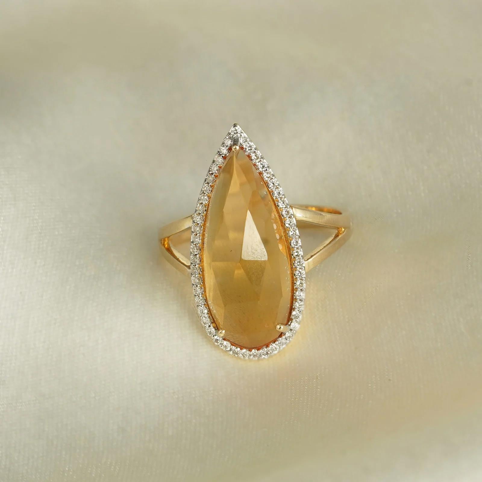 For Sale:  Moi  Venus Diamond Gold and Citrine Ring 2