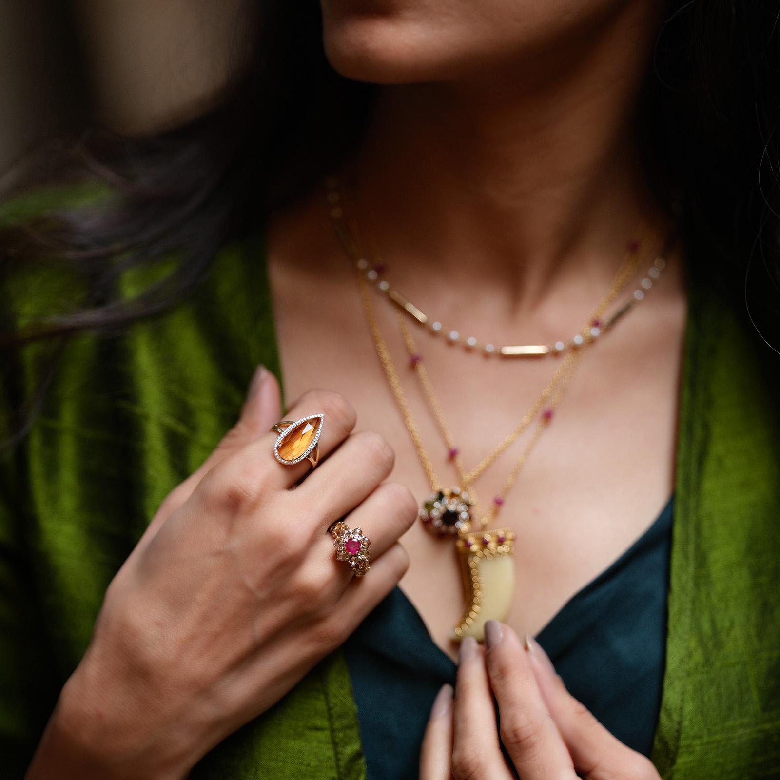 For Sale:  Moi  Venus Diamond Gold and Citrine Ring 3