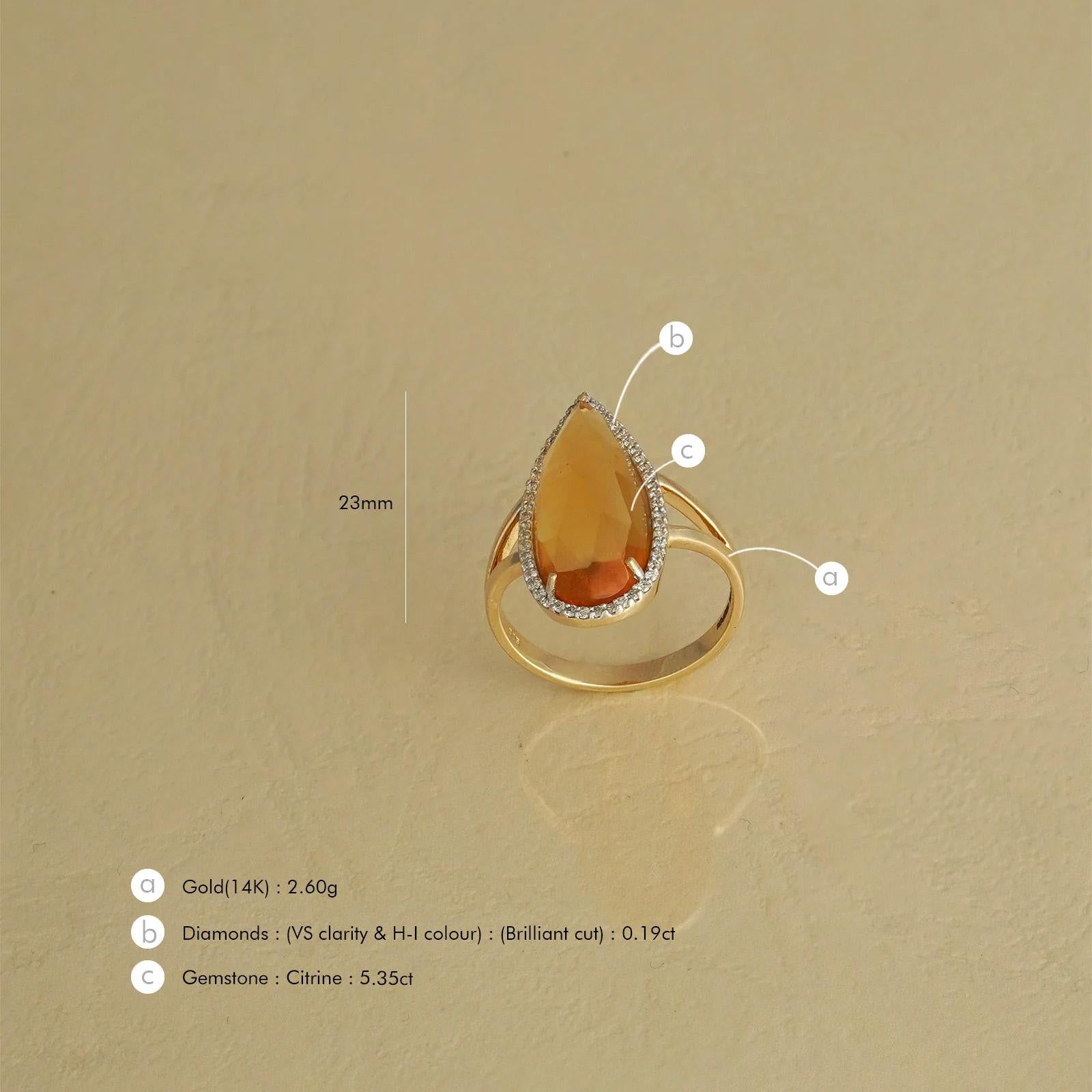 For Sale:  Moi  Venus Diamond Gold and Citrine Ring 5