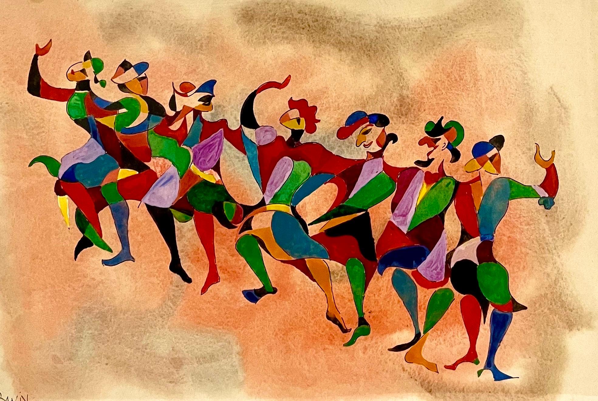 Bauhaus Moshe Raviv Moi Ver Abstract Dancing Painting Lithuanian Israeli Modern For Sale 4
