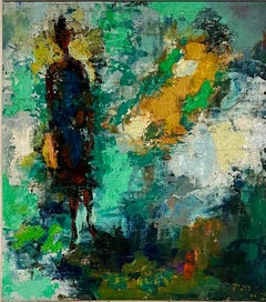 Bauhaus Moshe Raviv Moi Ver Peinture à l'huile abstraite Lithuanien Israélien Moderne