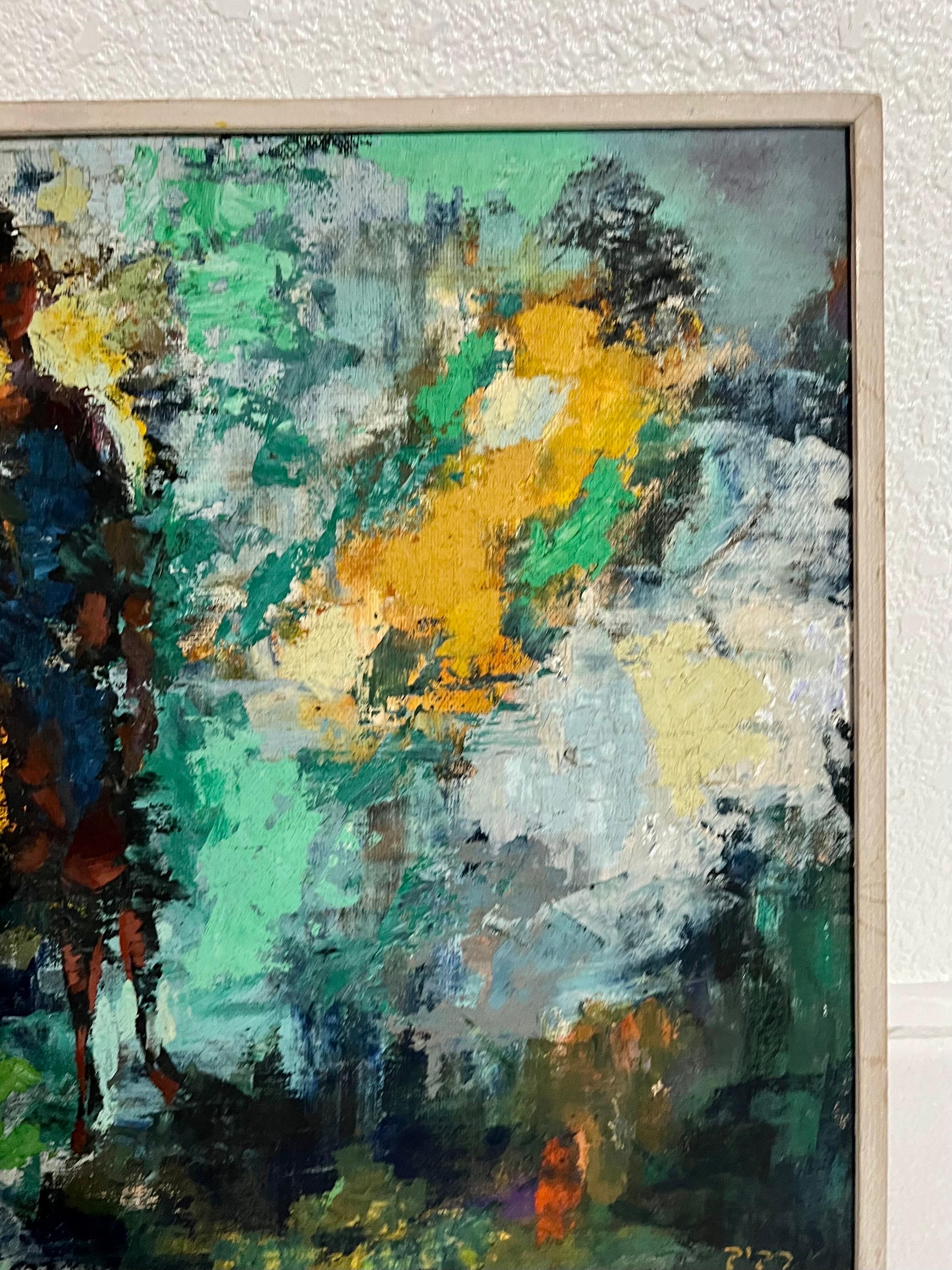 Bauhaus Moshe Raviv Moi Ver Abstract Oil Painting Lithuanian Israeli Modern For Sale 3