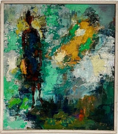 Bauhaus Moshe Raviv Moi Ver Peinture à l'huile abstraite Lithuanien Israélien Moderne