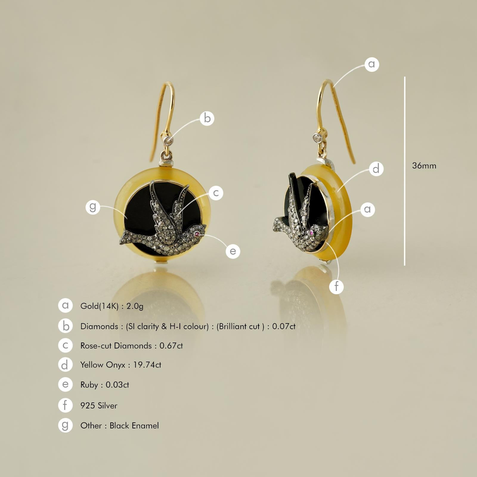 Moi Verona Ohrringe aus Gold, Silber, gelbem Onyx und Diamanten im Zustand „Neu“ im Angebot in Lawrenceville, GA