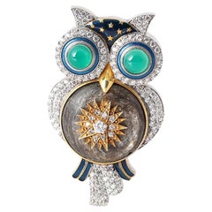 Moi Wisdom Broche et pendentif en or et argent avec diamants