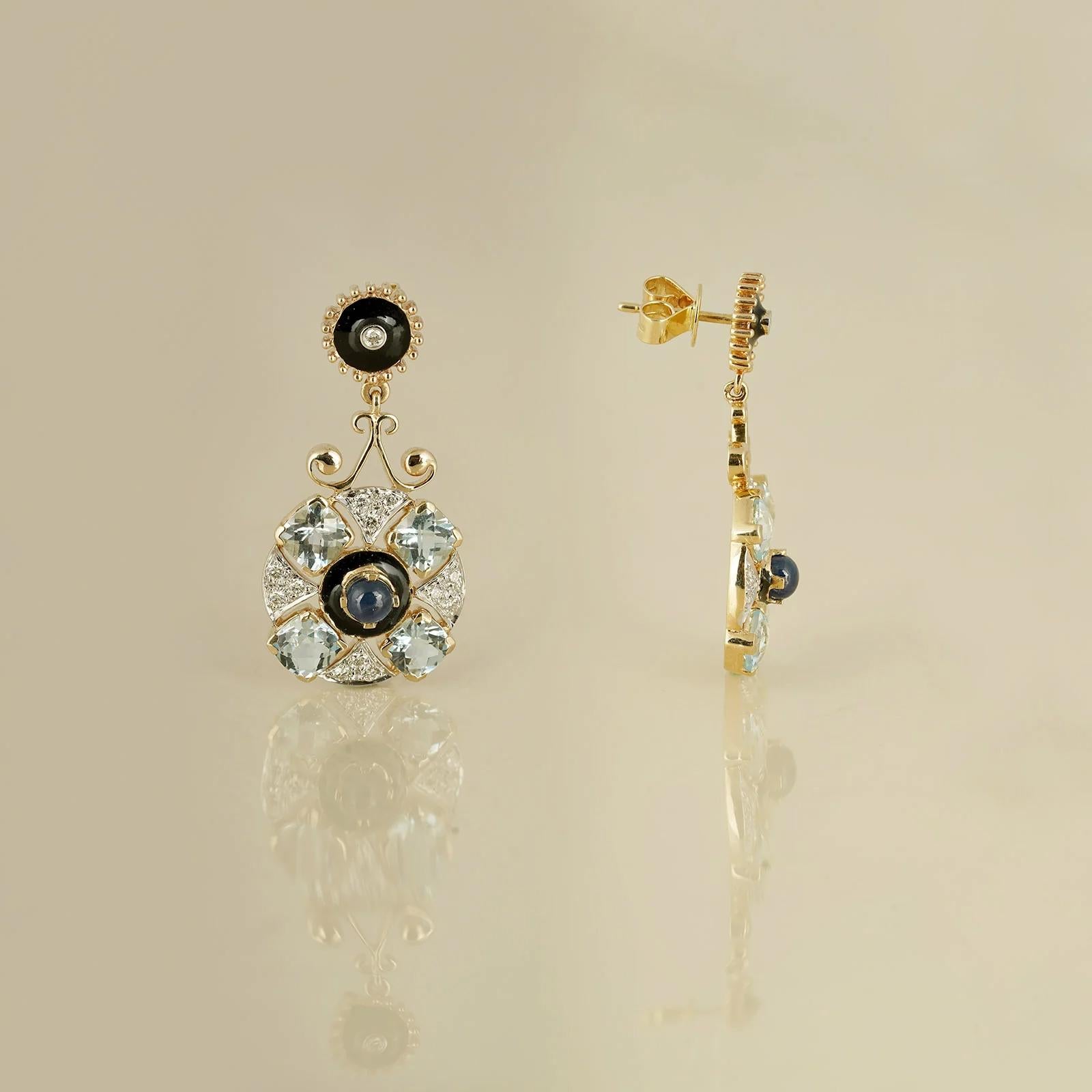 Women's Moi Zaha Sapphire and Topaz Diamond Earrings For Sale