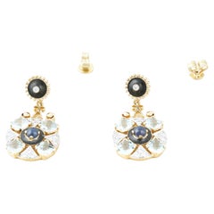 Moi Zaha Boucles d'oreilles en saphir et topaze avec diamants