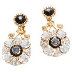 Moi Zaha Sapphire and Topaz Diamond Earrings