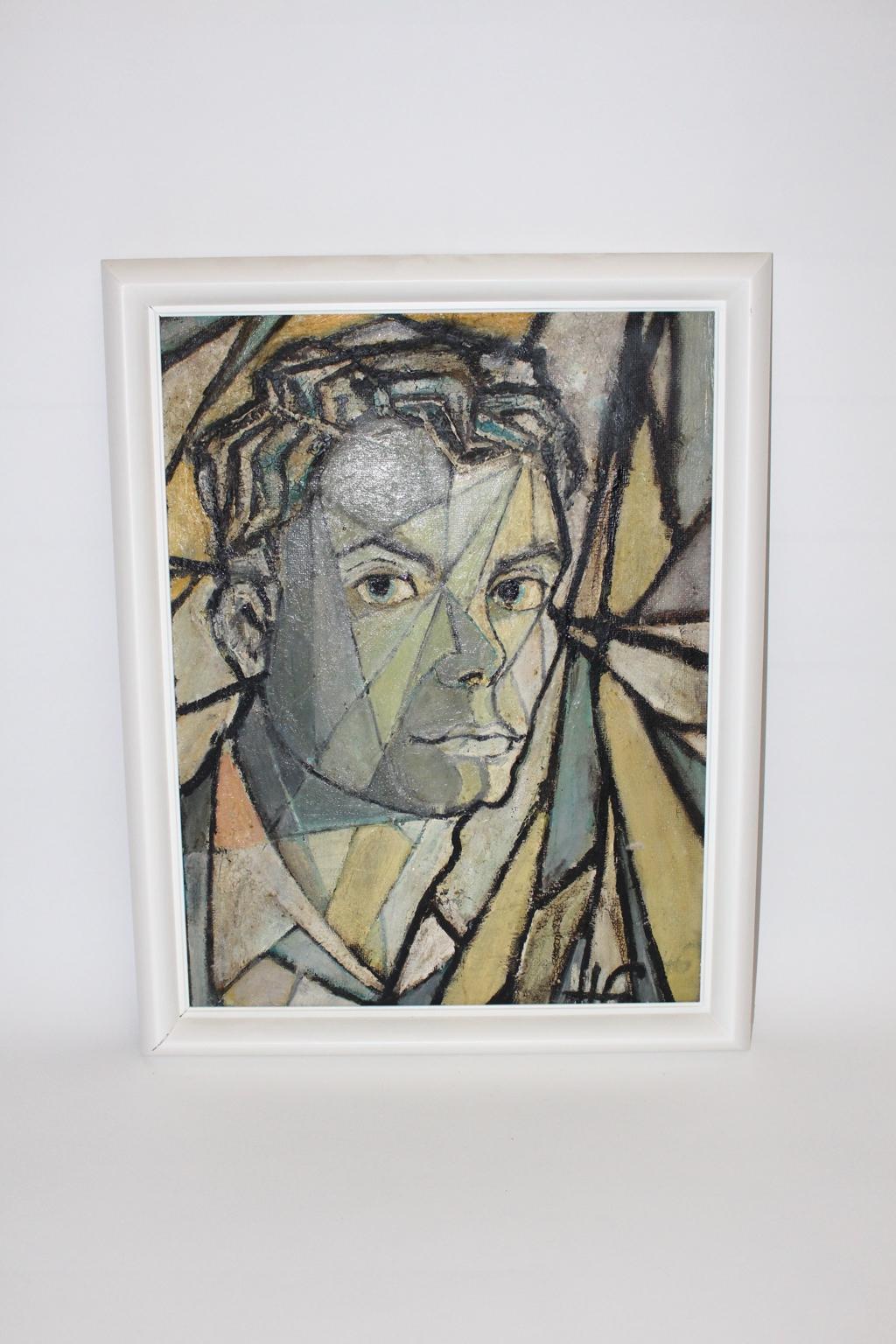 Mid-Century Modern Oil Painting by Hilde Goldschmidt, 1960s, Austria In Good Condition For Sale In Vienna, AT