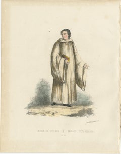 Moine de Cîteaux - 1862 Hand-Colored Lithograph of a Cistercian Monk