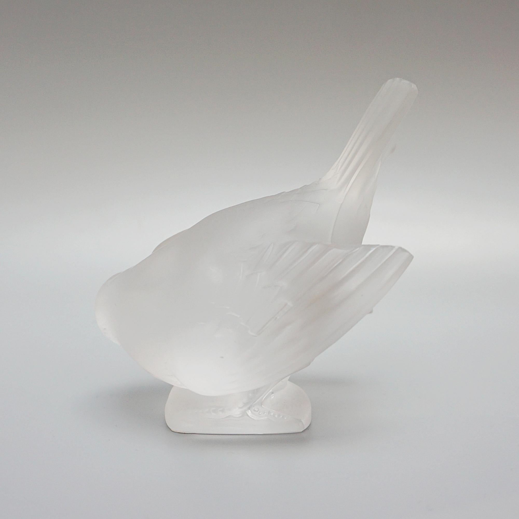 Mid-20th Century 'Moineau Coquet' A Glass Bird Paperweight by Marc Lalique (1900 - 1977)