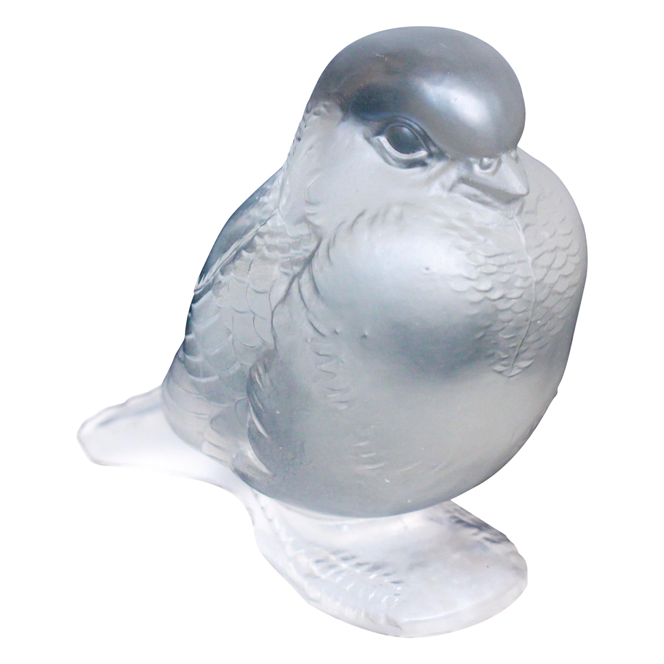 René Lalique "Moineau Fier" Frosted Glass Sparrow Figure Paperweight Circa 1930