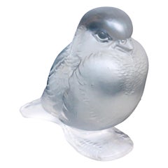 Vintage René Lalique "Moineau Fier" Frosted Glass Sparrow Figure Paperweight Circa 1930