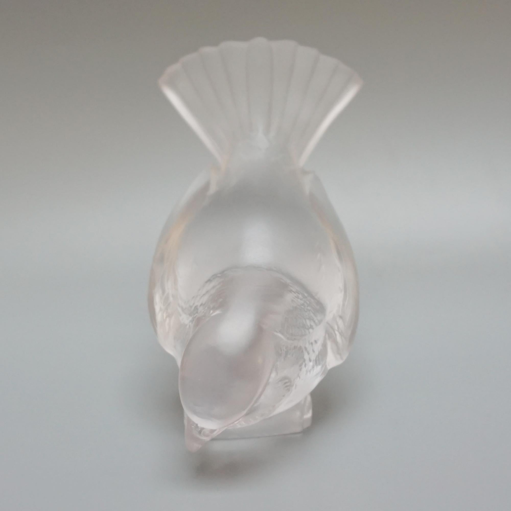 Mid-20th Century 'Moineau Hardi' Art Deco Glass Paperweight by Rene Lalique  For Sale