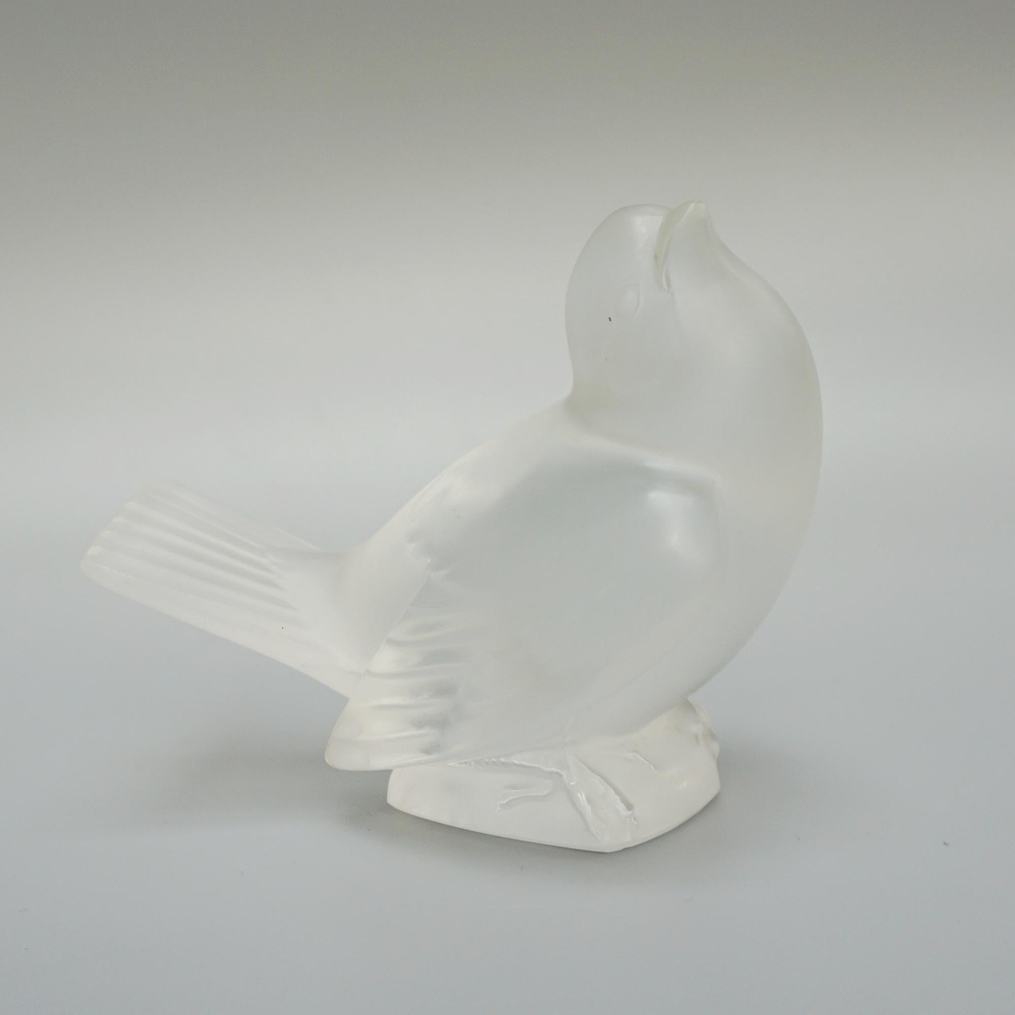 French Moineau Moqueur An Art Deco Glass Bird Paperweight by Marc Lalique For Sale