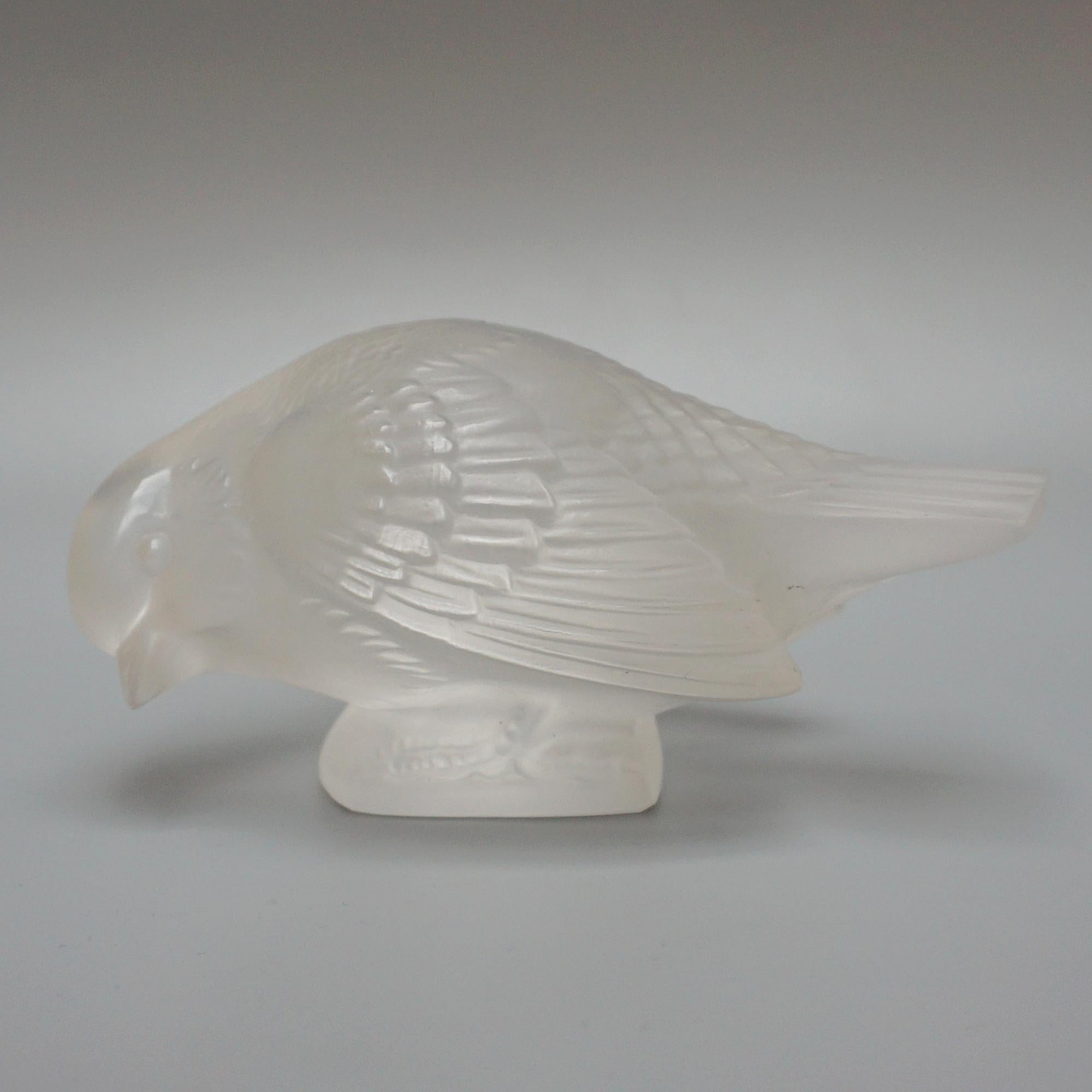 Art Deco Moineau Sournois an Original R Lalique Glass Sparrow Paperweight  For Sale