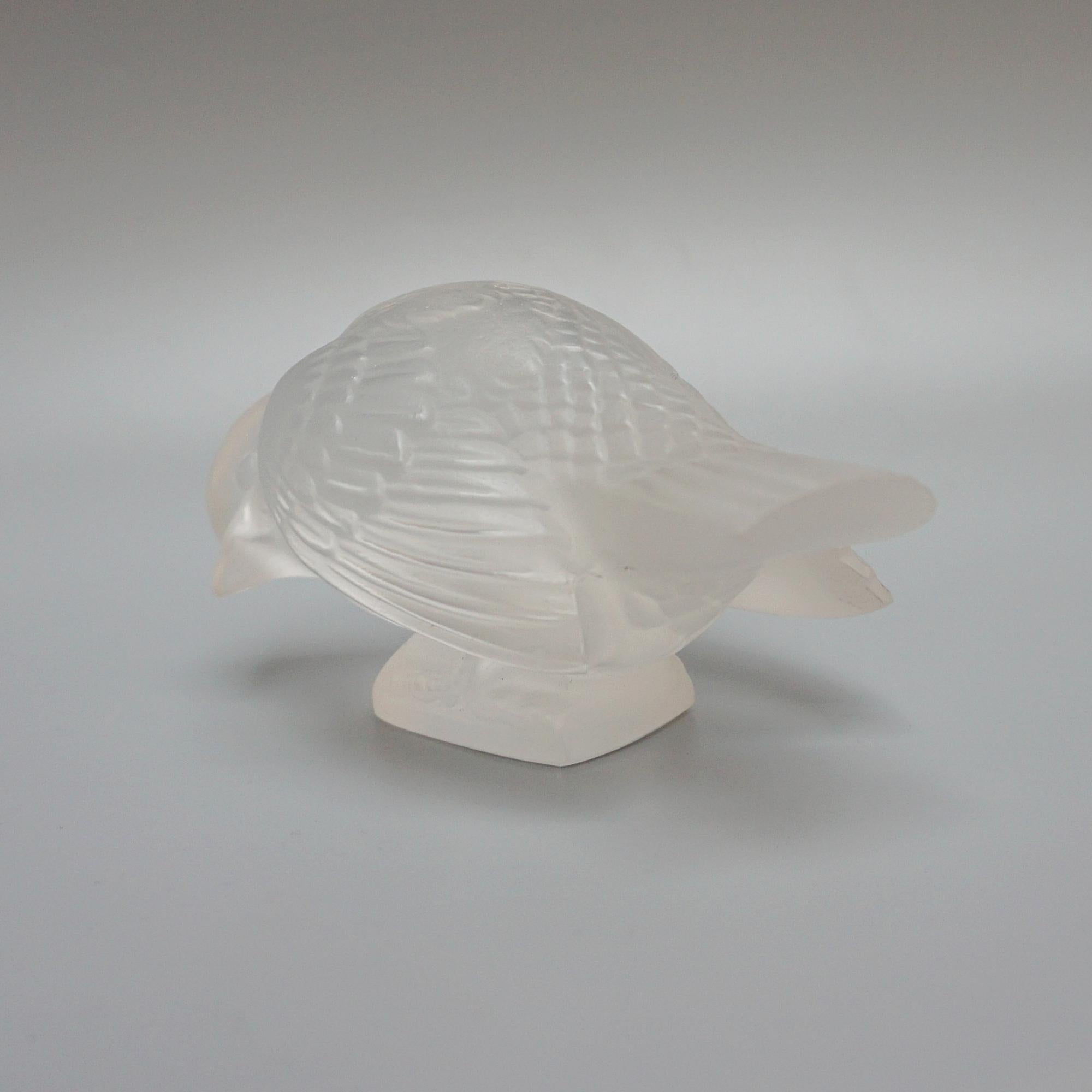 French Moineau Sournois an Original R Lalique Glass Sparrow Paperweight  For Sale
