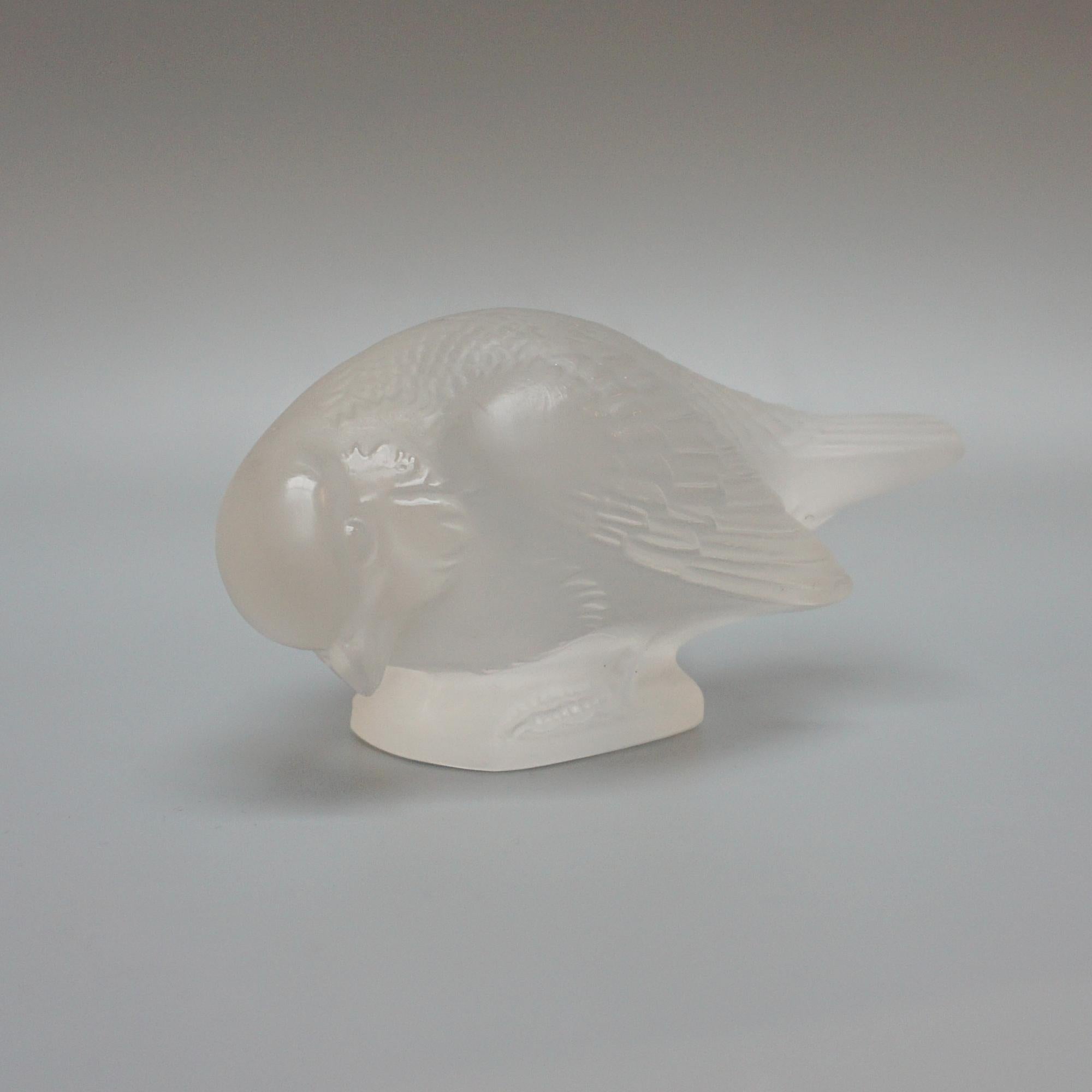 Mid-20th Century Moineau Sournois an Original R Lalique Glass Sparrow Paperweight  For Sale