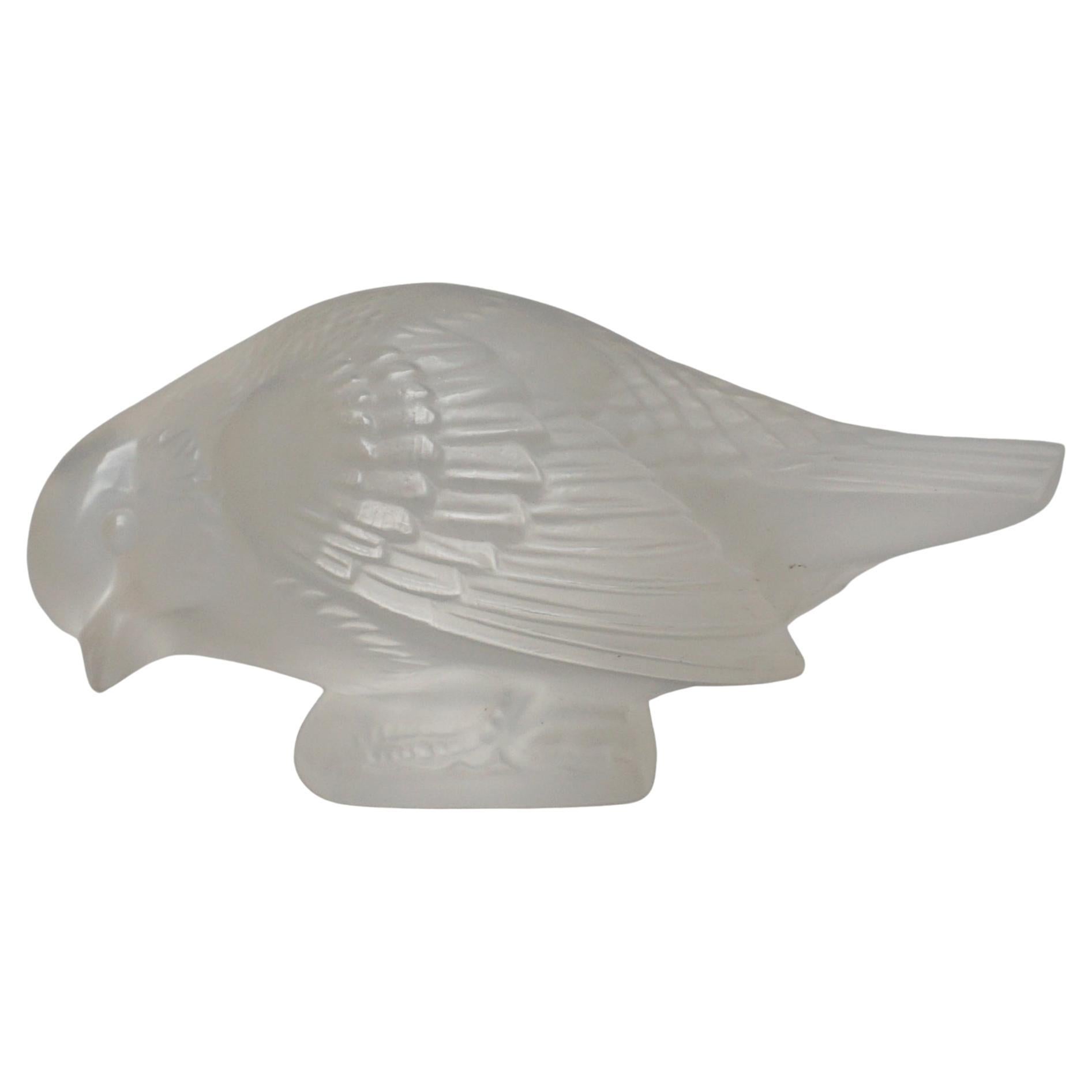 Moineau Sournois an Original R Lalique Glass Sparrow Paperweight  For Sale