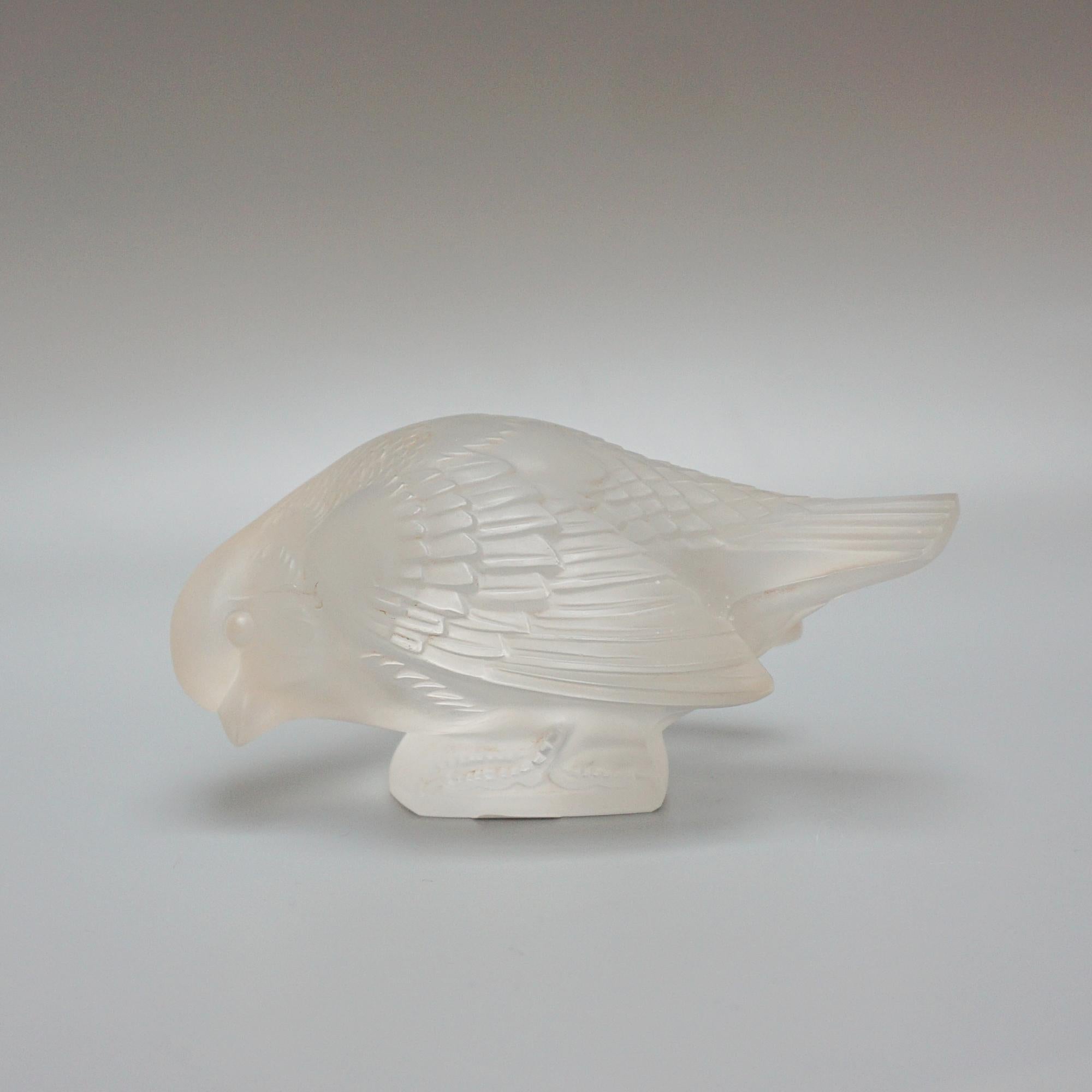 French 'Moineau Sournois' Original Art Deco Glass Paperweight by Rene Lalique For Sale