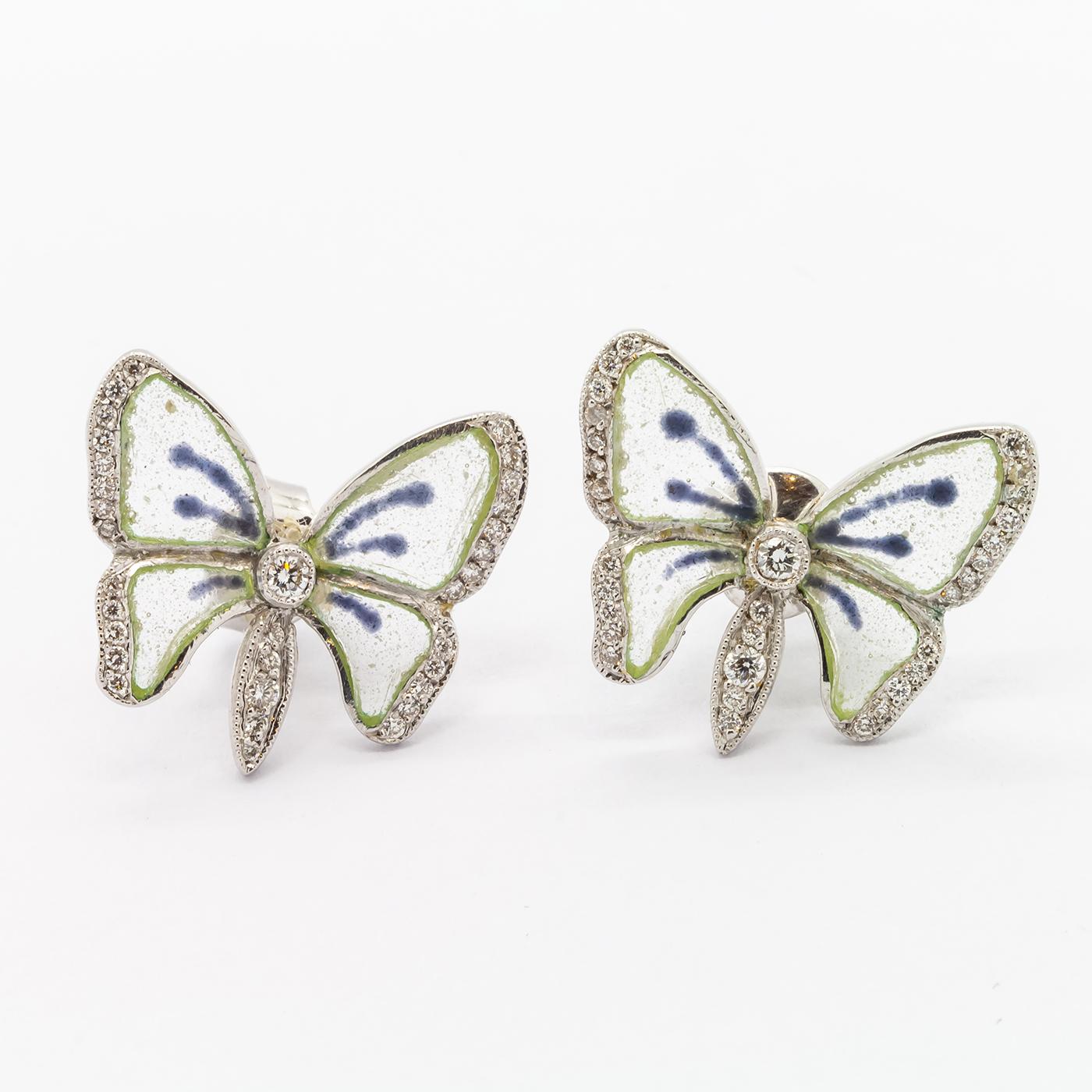 Moira Blue Enamel Butterfly Earrings In New Condition In London, GB
