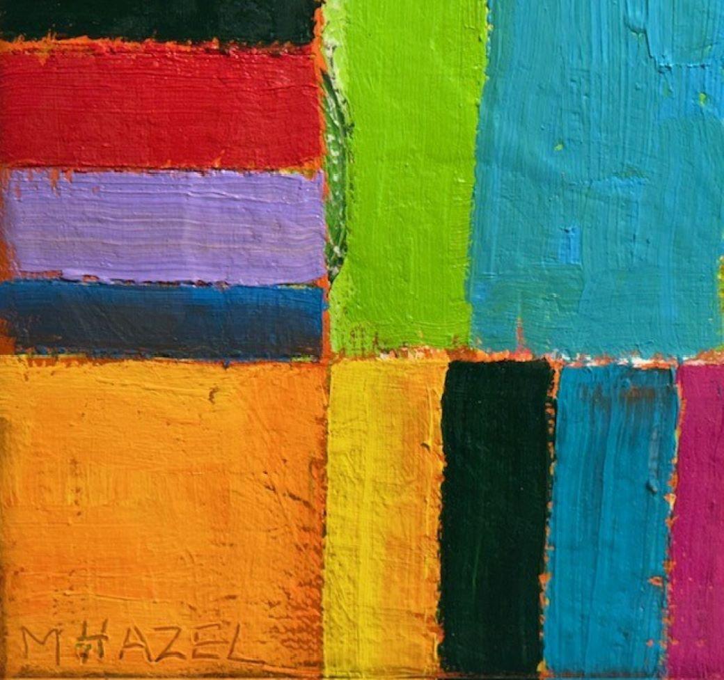 Blooming Marvelously - Ausdrucksstarkes und farbenfrohes, halb-abstraktes Gemälde.  – Painting von Moira Hazel