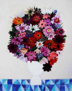 Blauer Daze - Expressionistisches und leuchtendes, farbenfrohes, halb-abstraktes Gemälde.