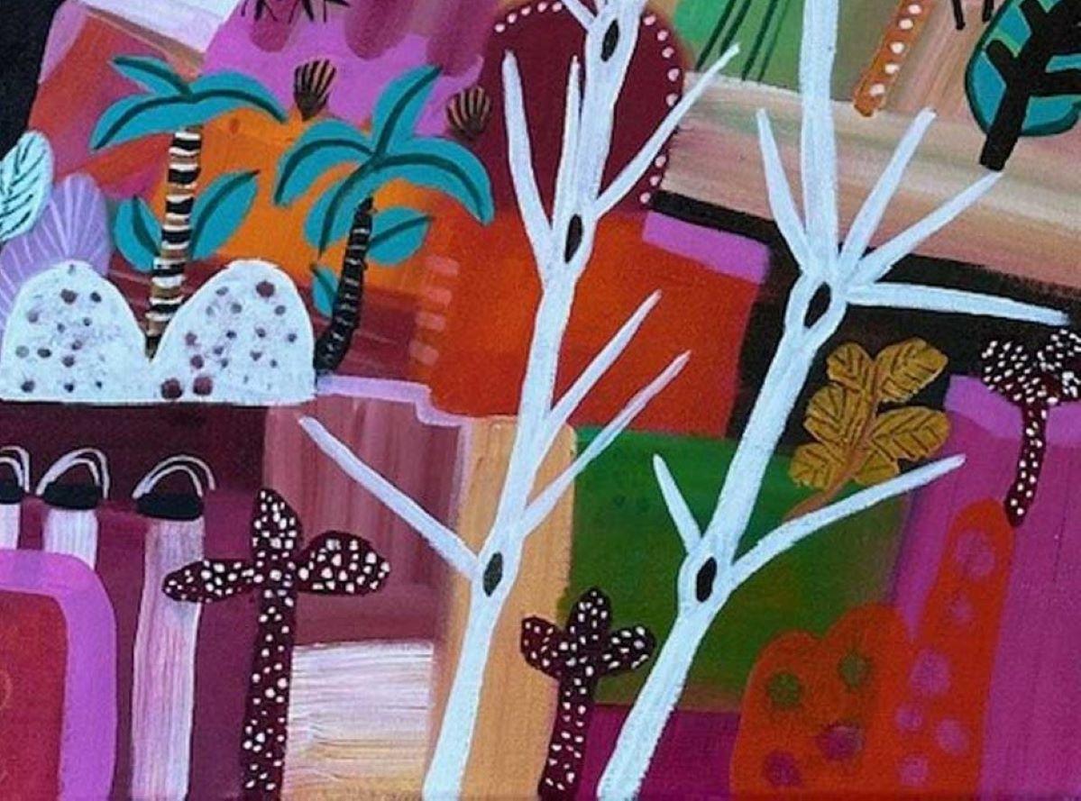 Branching Out - Expressive and vibrant colourful semi abstract painting.  - Contemporary Painting by Moira Hazel