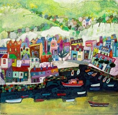 Down to the Water - Expressive and vibrant colourful semi abstract painting.