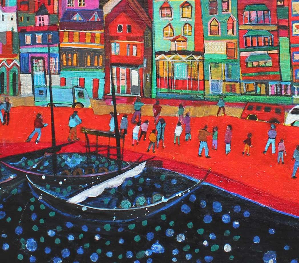 Going Places - Quadro semi-astratto espressivo e dai colori vivaci. - Painting Contemporaneo di Moira Hazel