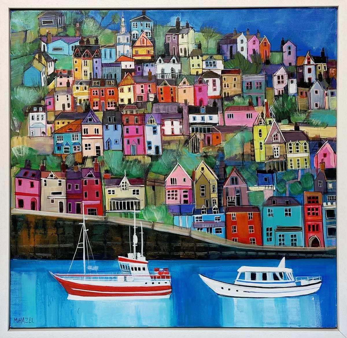 High & Clear - Expressive and vibrant colourful semi abstract painting. - Painting by Moira Hazel