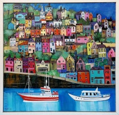 High & Clear - Expressive and vibrant colourful semi abstract painting.