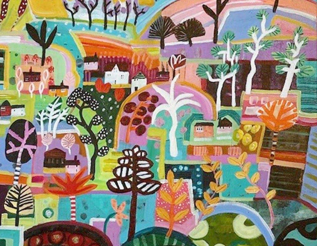 Inspired by Nature - Expressive and vibrant colourful semi abstract painting. - Contemporary Painting by Moira Hazel