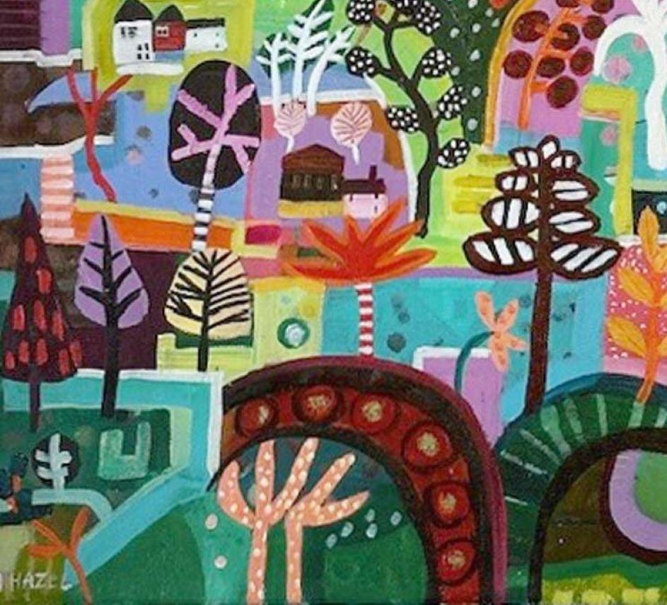 Inspired by Nature - Expressive and vibrant colourful semi abstract painting. - Brown Landscape Painting by Moira Hazel