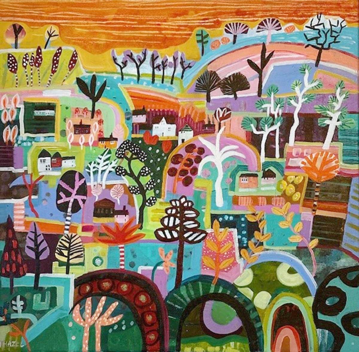 Inspiré par la Nature - Peinture semi-abstraite expressive et vibrante de couleurs.