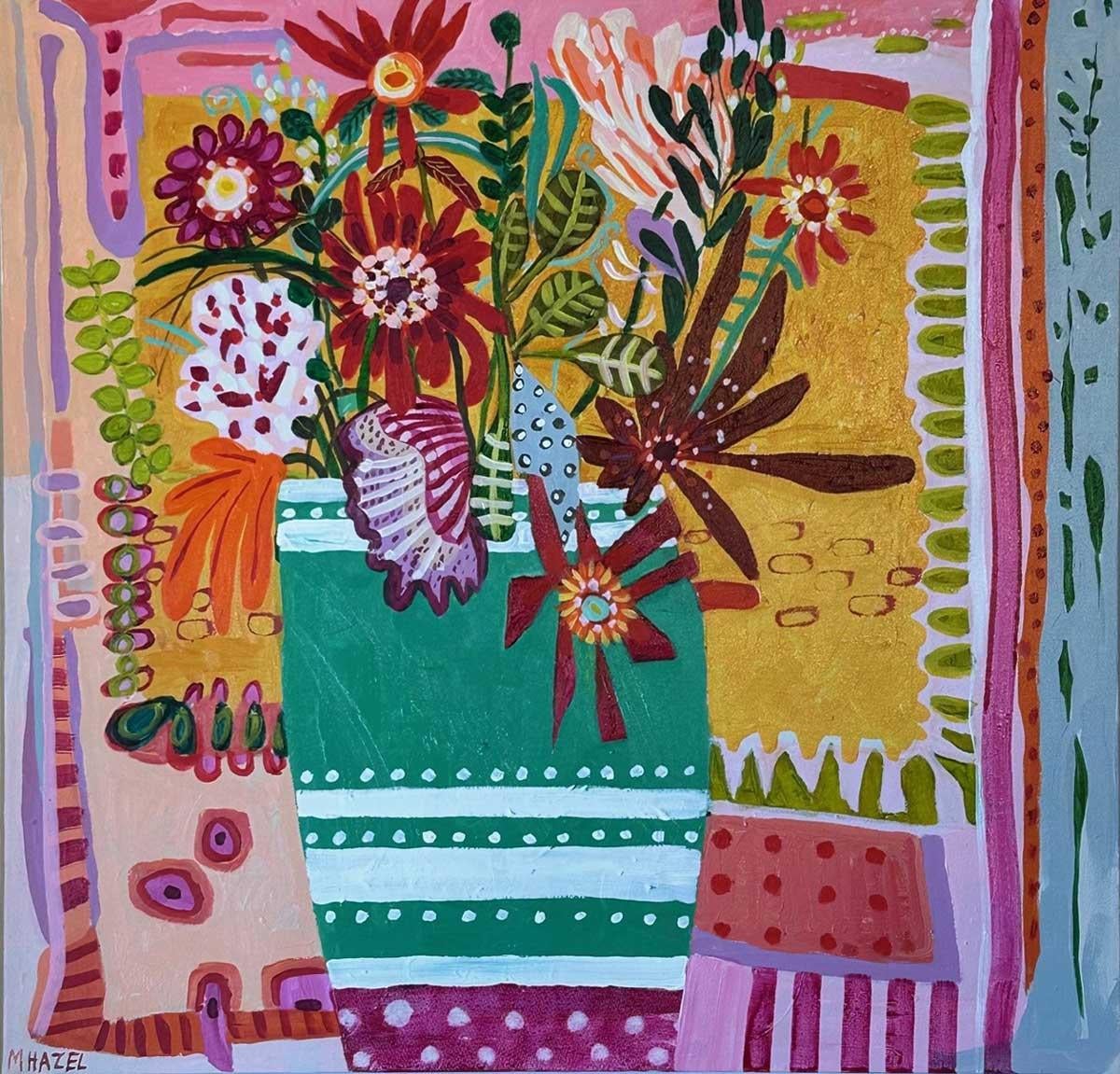 Landscape Painting de Moira Hazel - Conservado por Mejor - Pintura semiabstracta de colores expresivos y vibrantes.