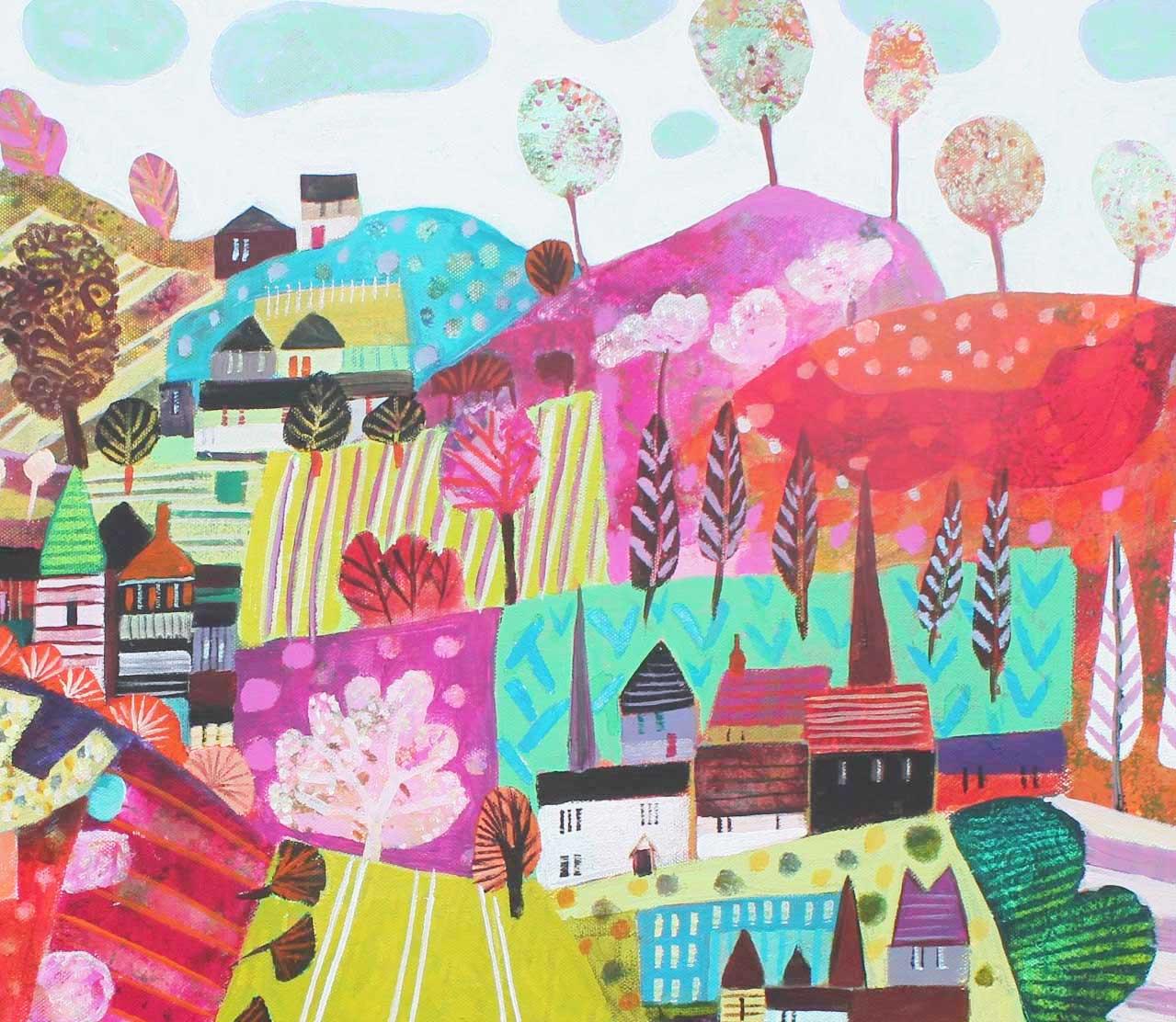 One More Step - Expressive and vibrant colourful semi abstract painting. - Brown Abstract Painting by Moira Hazel