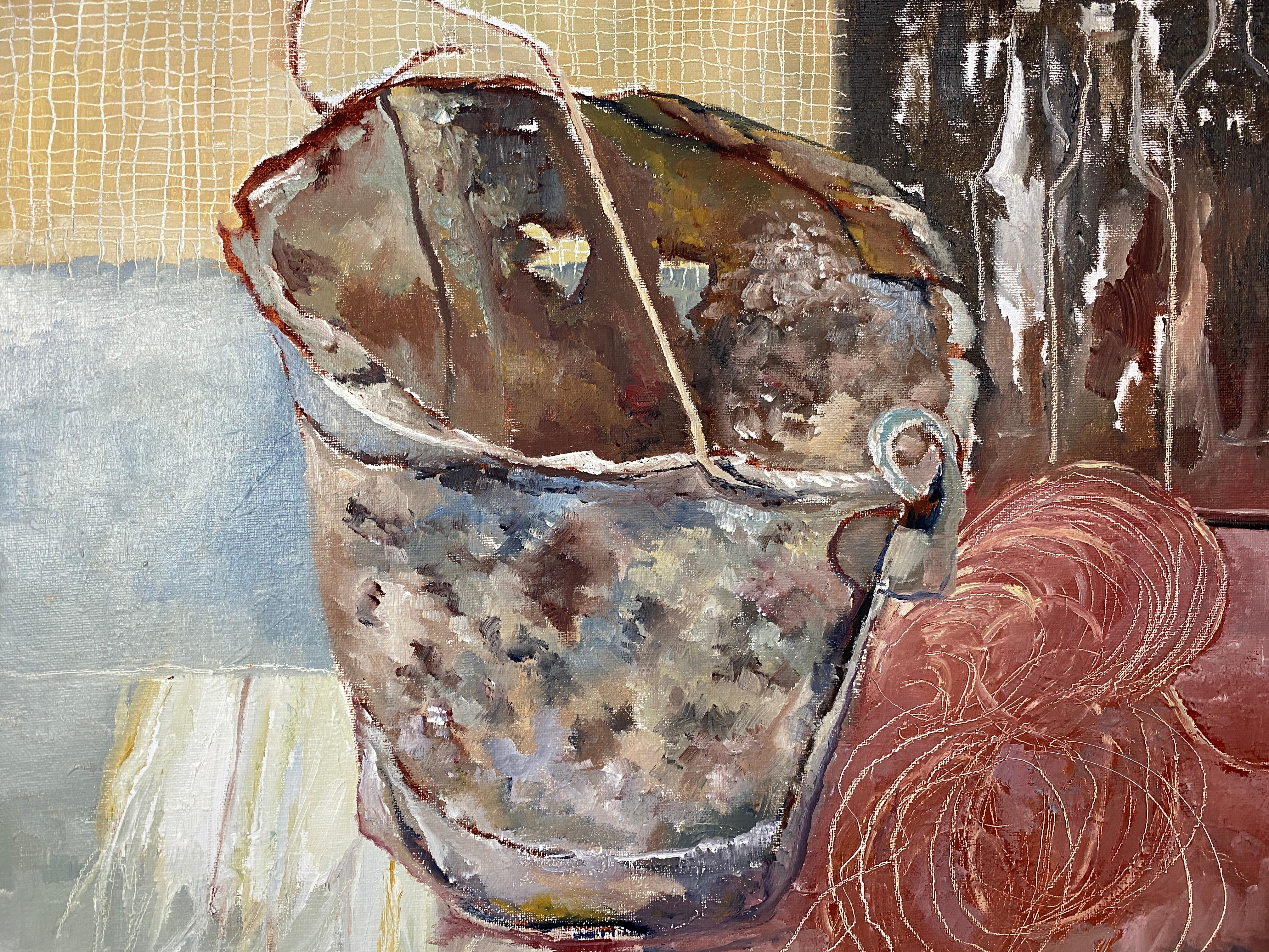 Painted Moira Thompson (Contemporary British School) 'Rocks in Old Bucket' For Sale