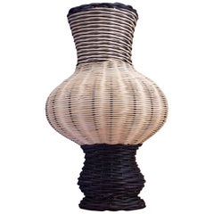 Moira Vase in Black, Natural, and Sienna Basket Reed