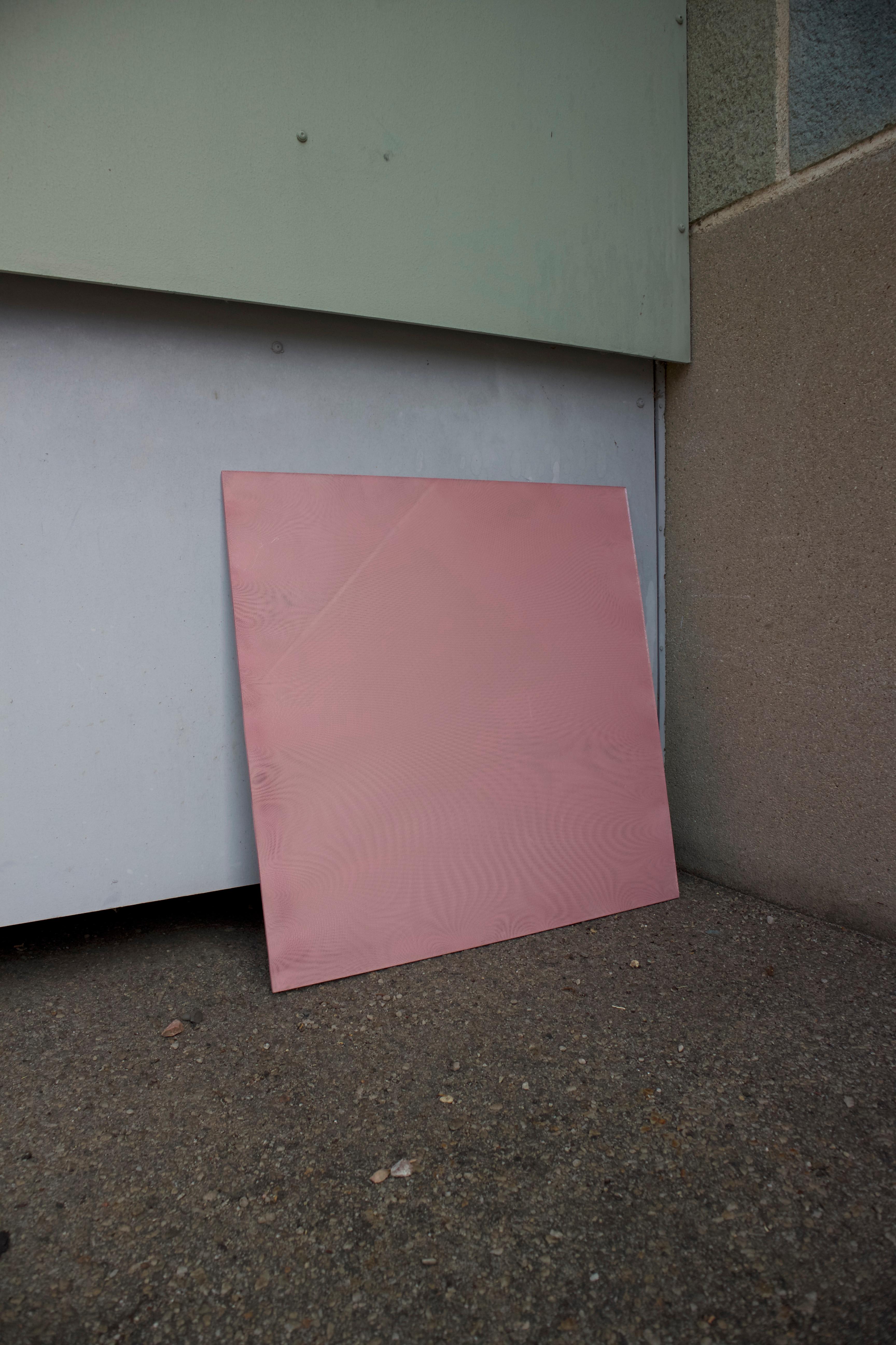 Moiré L square mirror by Kajsa Willner
Dimensions: 60 x 1.6 x 60 cm
Materials: Mirror, Polyester

Playing with imperfect alignments, a small displacement, rotation or difference in the period to make interference patterns occur that lead to the